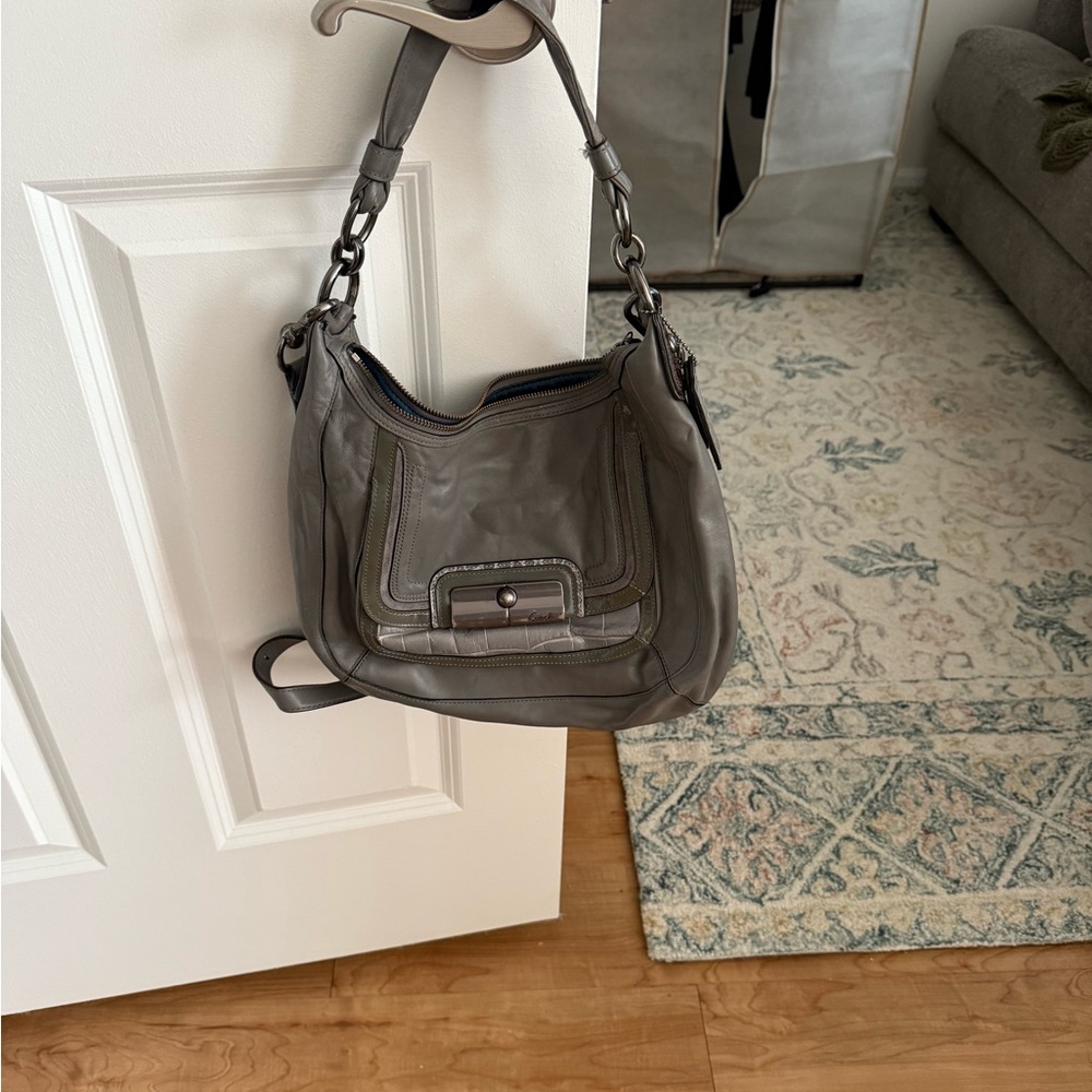 Coach Gray Leather Hobo Bag